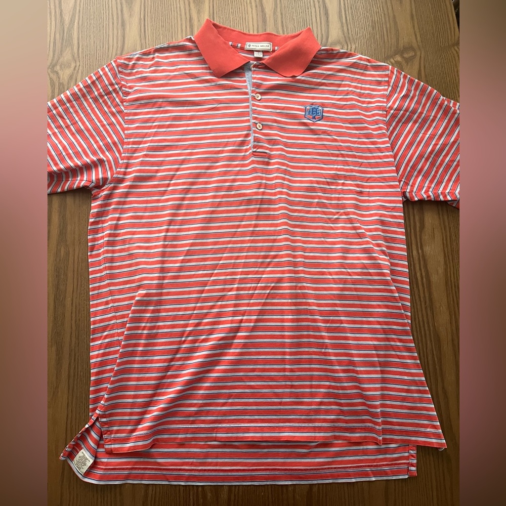 Peter Millar Red Striped Men's Polo Shirt size L